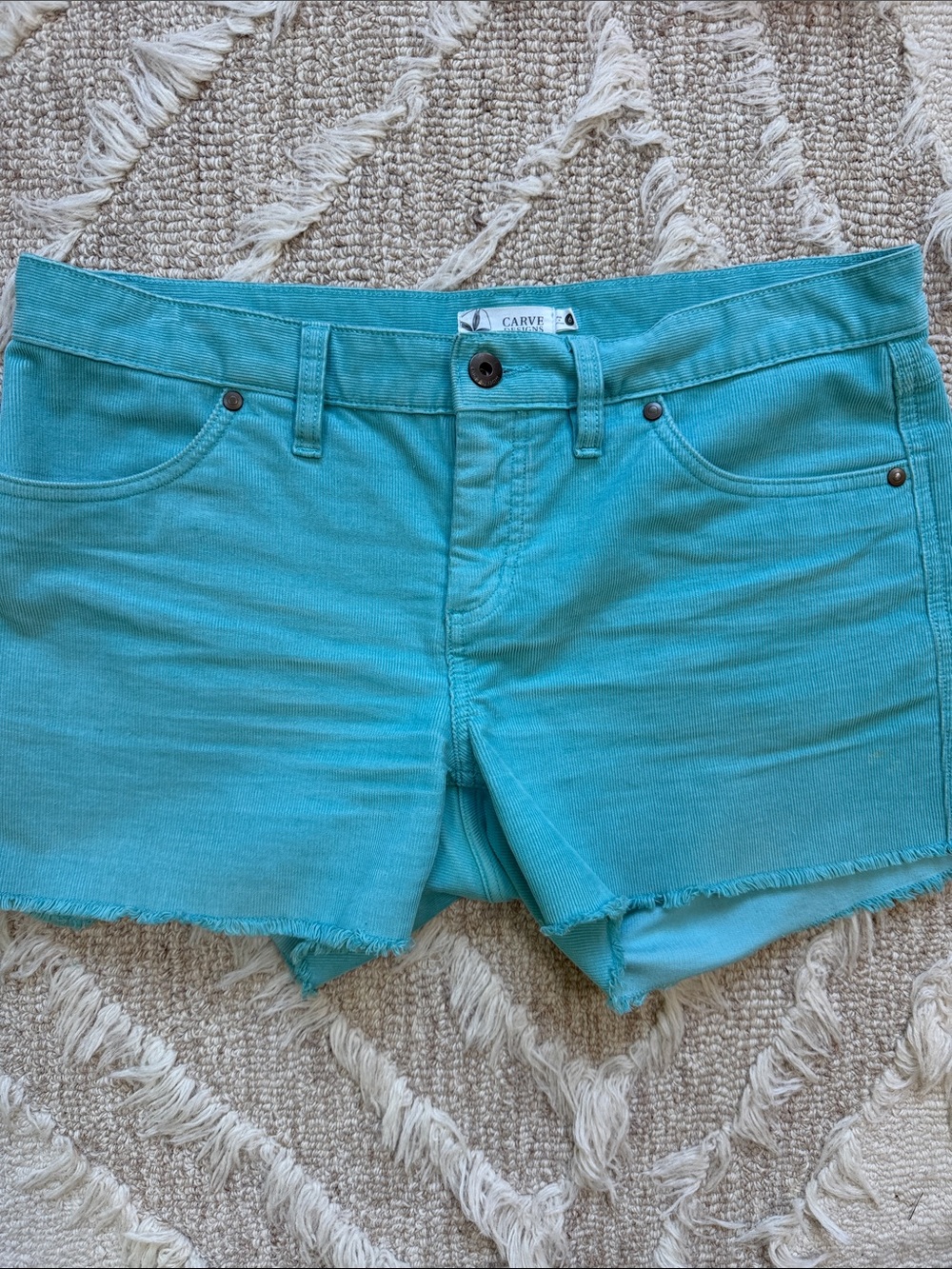 Carve Designs Women's Turquoise Corduroy Cutoff Shorts